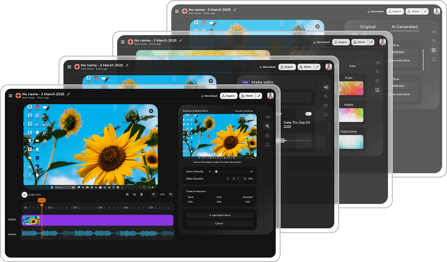Boom's built-in editor trimming and cropping a screen recording