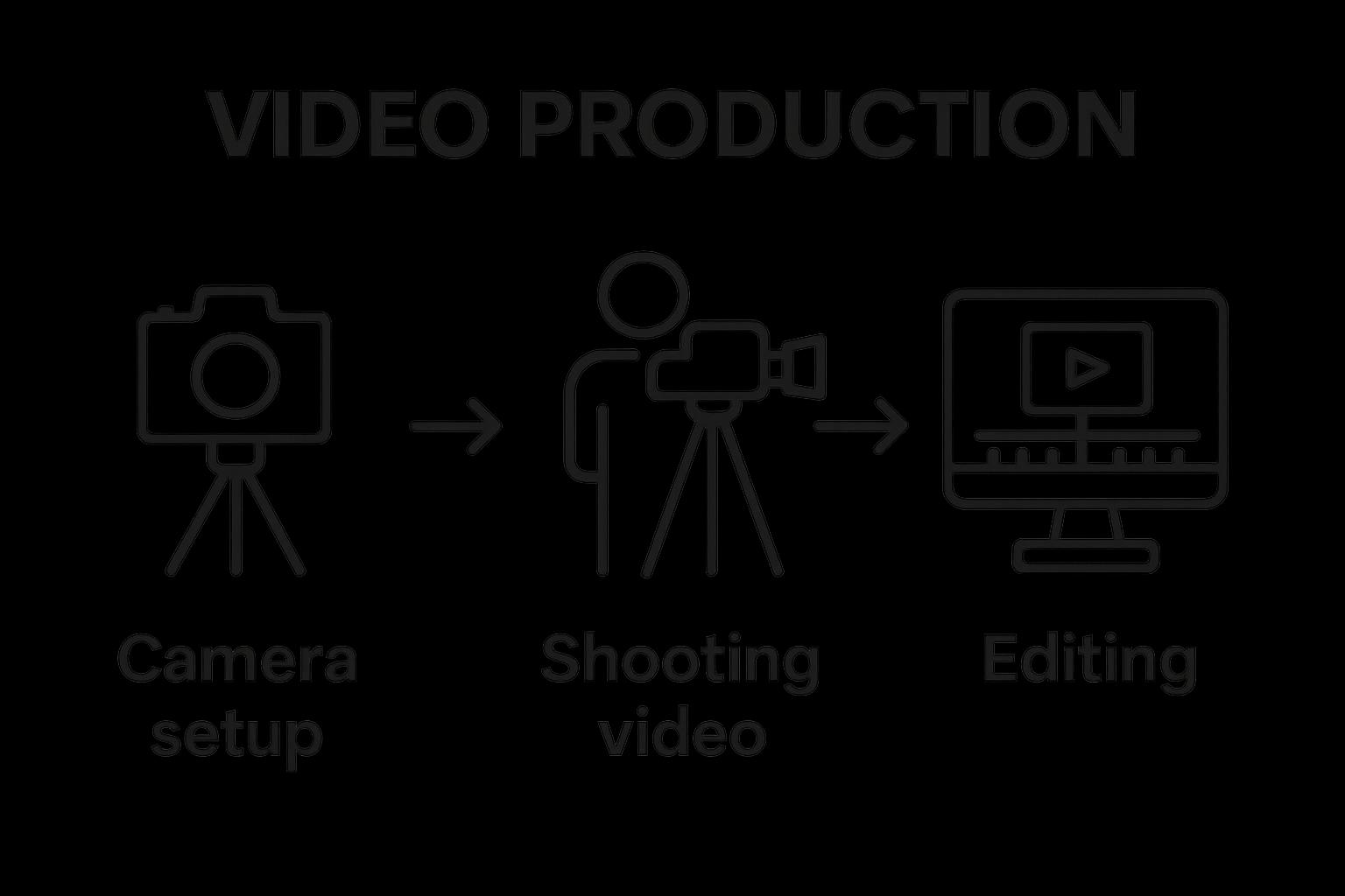 Three-step branded video production workflow diagram