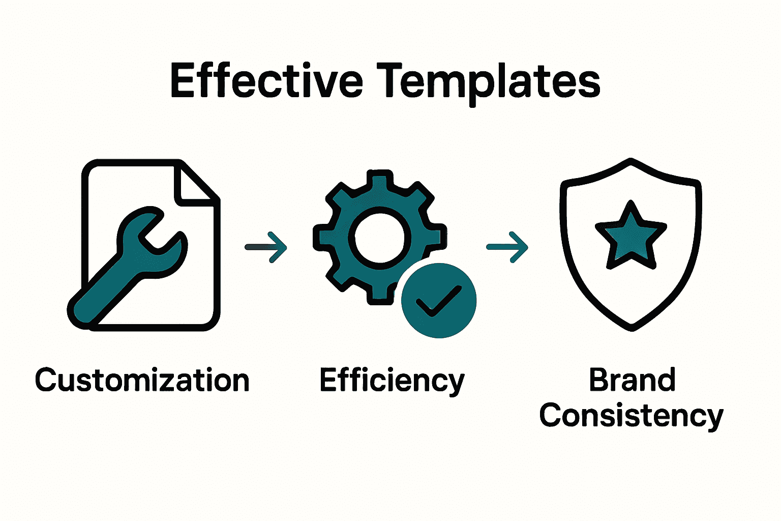 Infographic showing video template features: customization, efficiency, and brand consistency.