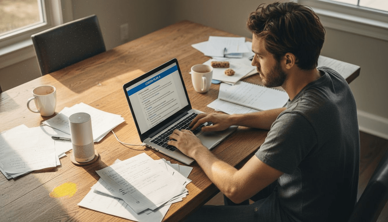 Teacher writing lesson script using AI tool