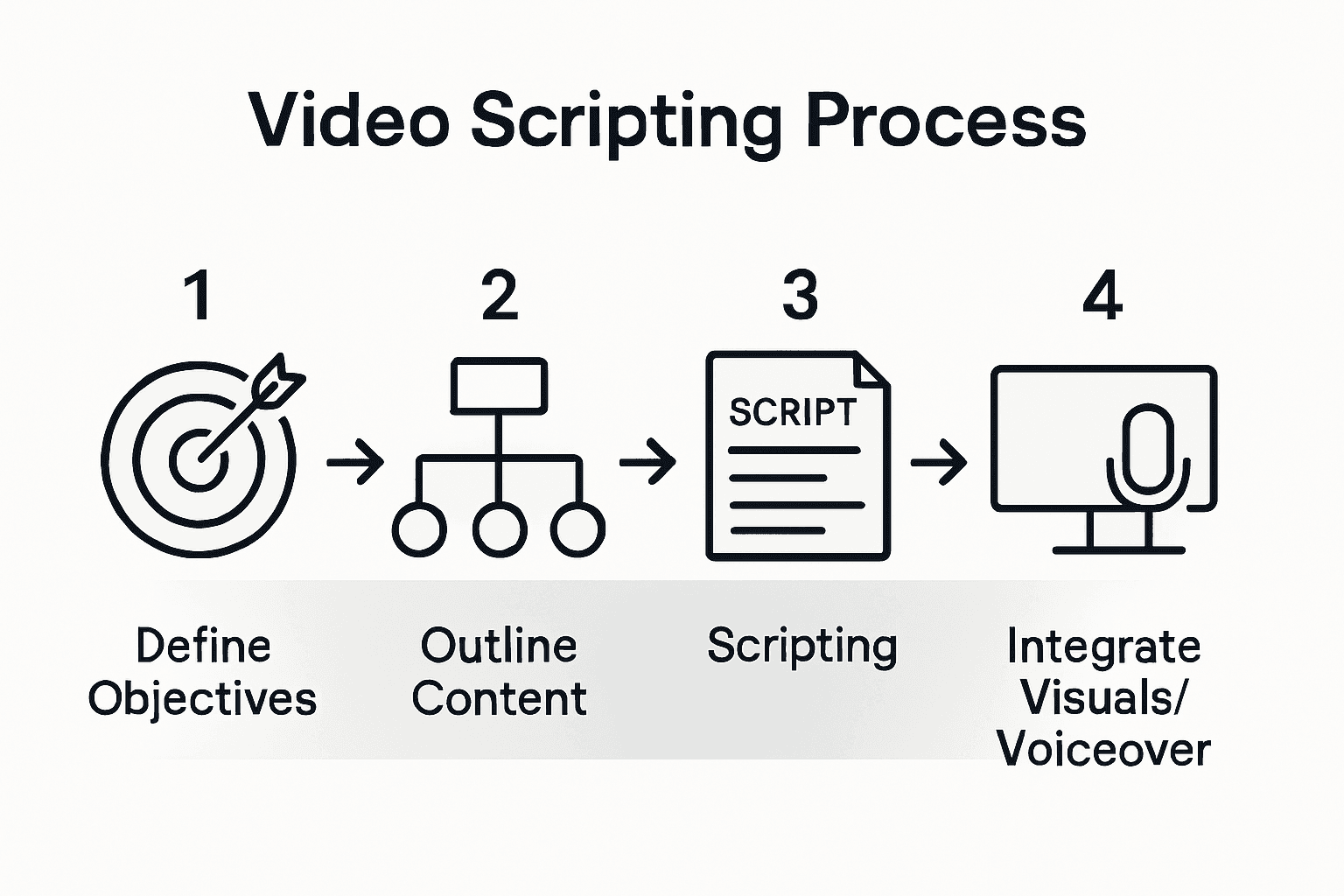 Infographic summarizing video scripting steps