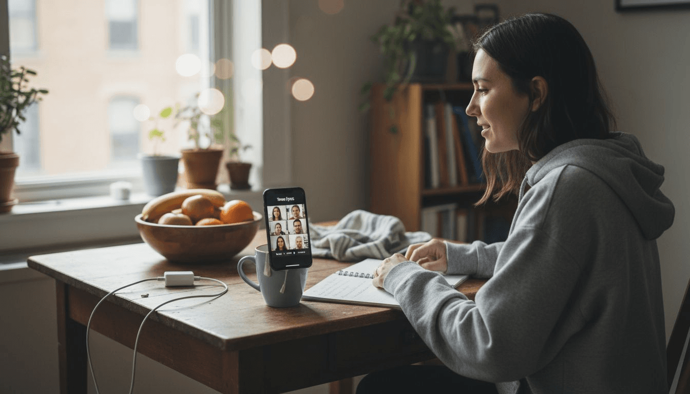 Person using mobile video collaboration tool
